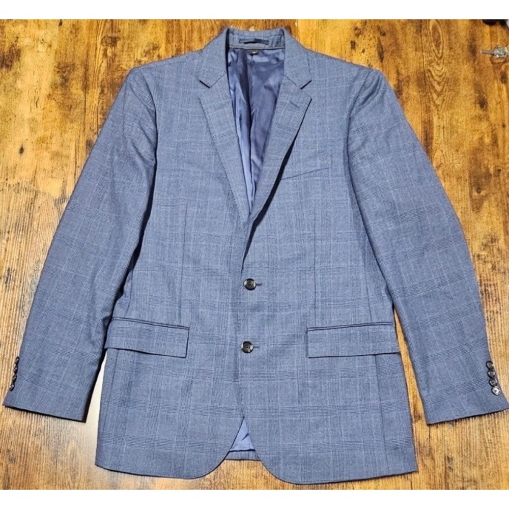 JCrew Ludlow Suit Jacket in Glen Blue Plaid American Woolen Co Men's Size 40L